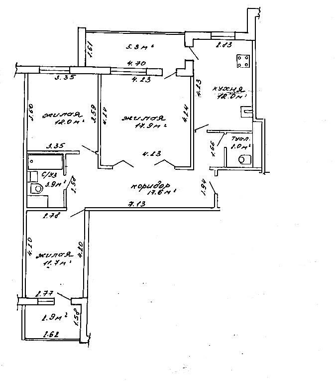 квартира, Минск, ул. Рафиева, д. 52, стоимость продажи 312 150 р.