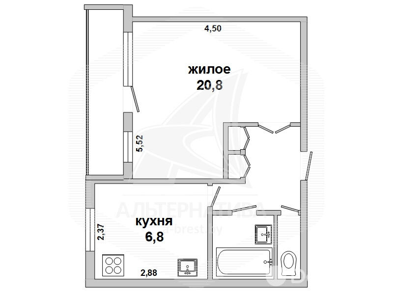 Купить 1-комнатную квартиру в Бресте, ул. Солнечная, 31000 USD, код: 1005932 - фото 4