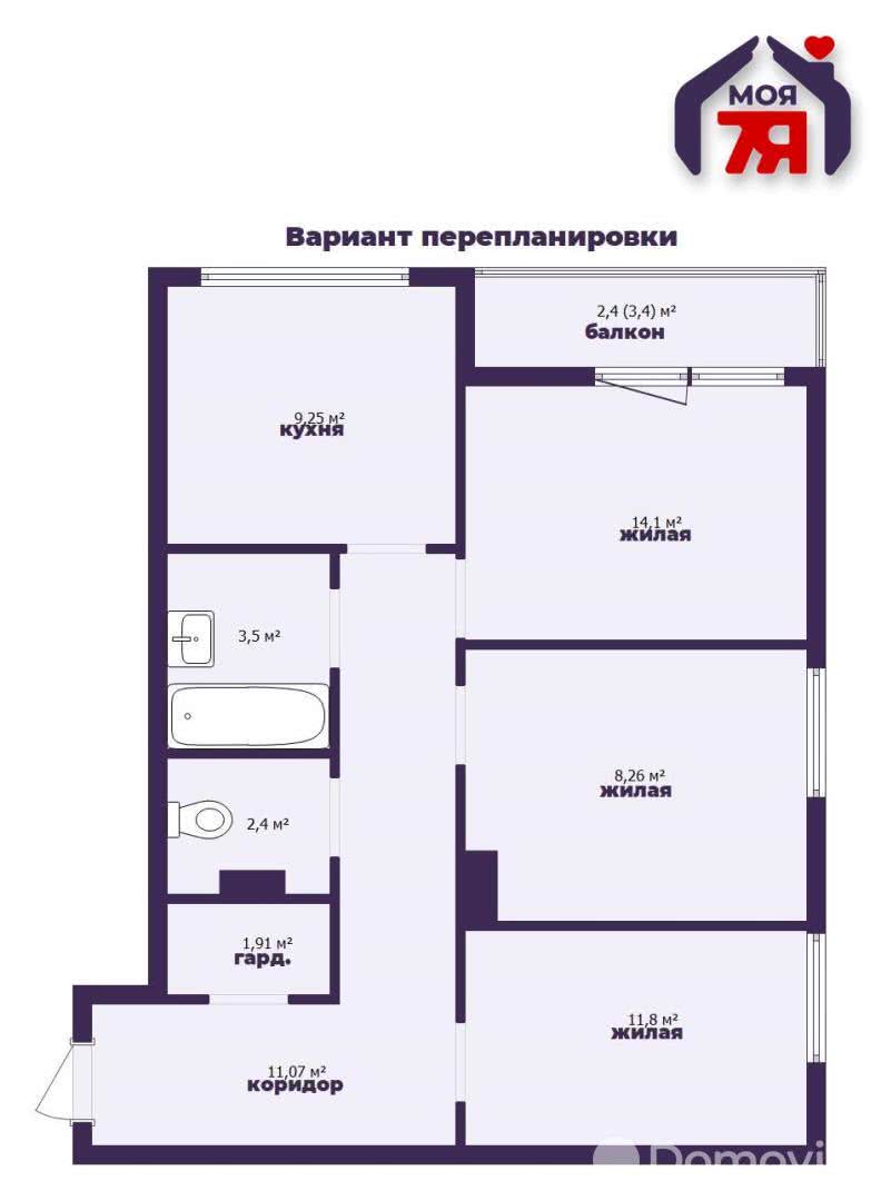 Купить 3-комнатную квартиру в Минске, ул. Игоря Лученка, д. 28, 87000 USD, код: 1014395 - фото 1