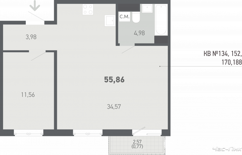 Продажа 3-комнатной квартиры в Копище, ул. Пилотная, д. 7 корп. 53, 80795 USD, код: 929580 - фото 5