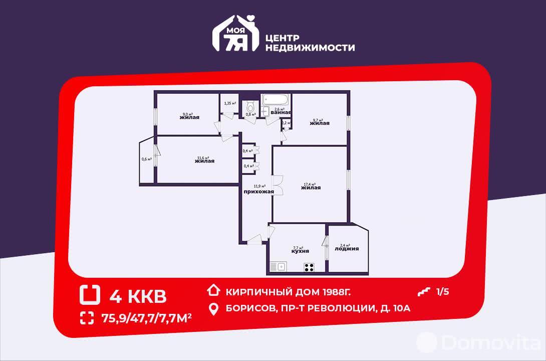 Стоимость продажи квартиры, Борисов, пр-т Революции, д. 10/А