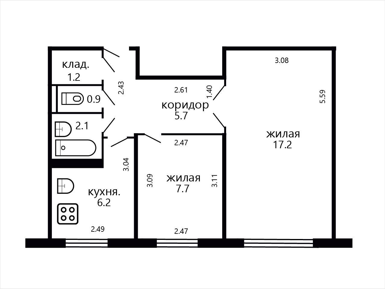 квартира, Минск, ул. Калиновского, д. 57/1, стоимость продажи 190 884 р.