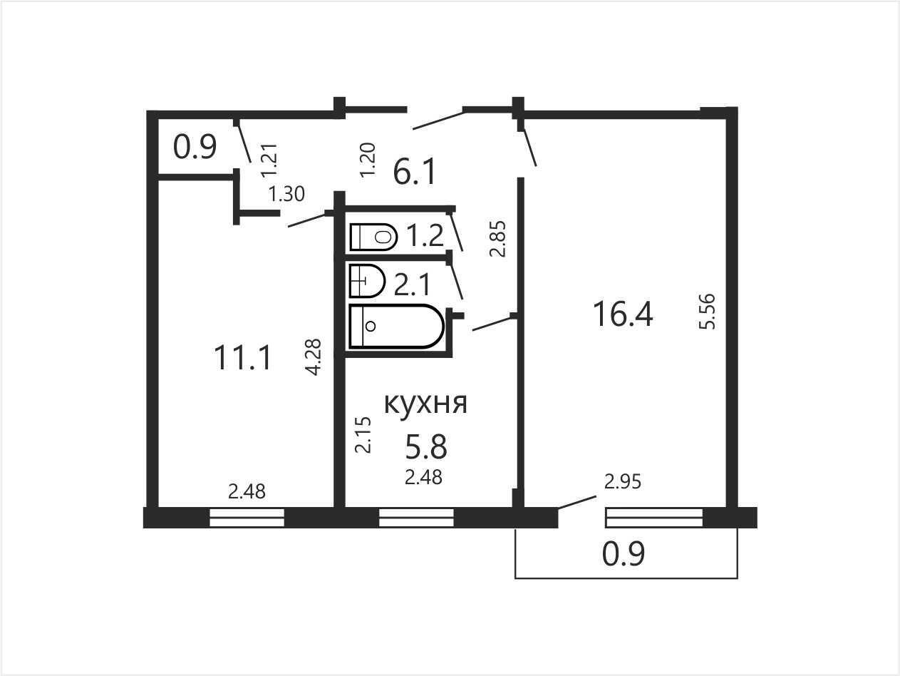 Купить 2-комнатную квартиру в Минске, ул. Одоевского, д. 35, 59900 USD, код: 1086851 - фото 2