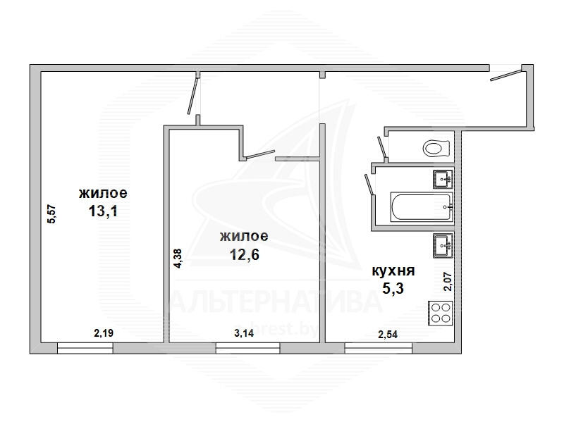 Купить 2-комнатную квартиру в Бресте, ул. Маяковского, 60000 USD, код: 717685 - фото 1