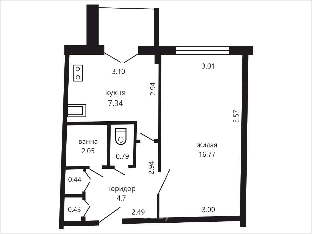 Продажа 1-комнатной квартиры в Минске, пр-т Пушкина, д. 89, 49000 USD, код: 1046671 - фото 2