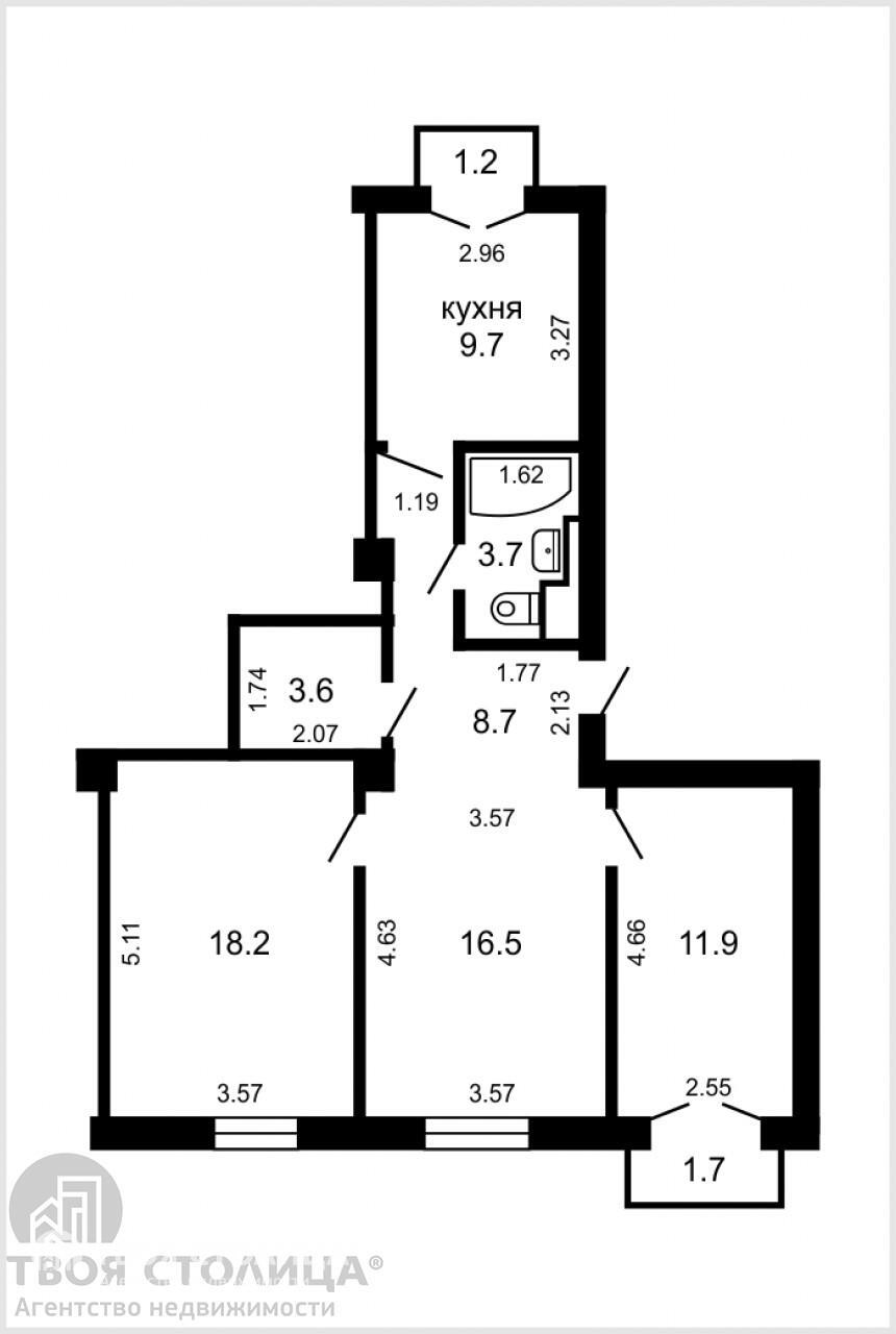 Купить 3-комнатную квартиру в Минске, ул. Козлова, д. 2, 250000 USD, код: 716240 - фото 2