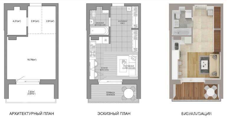 Купить 1-комнатную квартиру в Минске, пр-т Мира, д. 28/3, 43770 EUR, код: 1024607 - фото 1