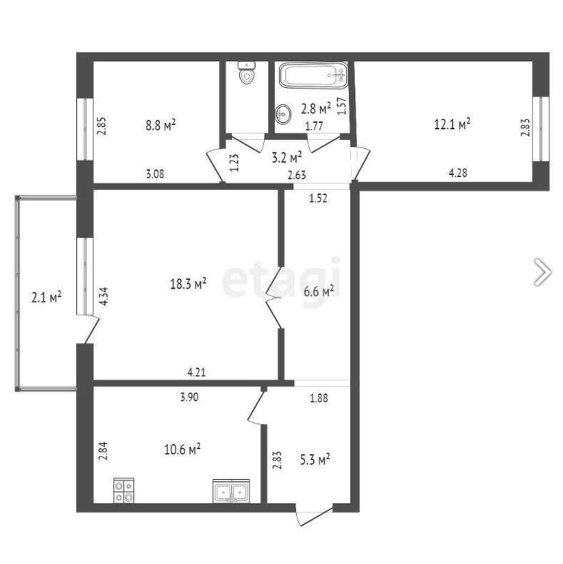 Купить 3-комнатную квартиру в Плещеницах, м-н Военный городок, д. 6, 27900 USD, код: 968098 - фото 3