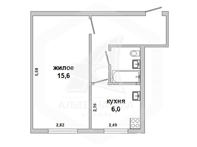 Продажа 1-комнатной квартиры в Бресте, пр-т Машерова, 41000 USD, код: 1097597 - фото 4