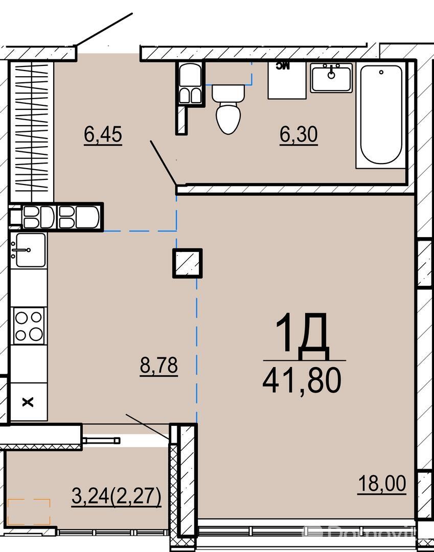 Купить 1-комнатную квартиру в Минске, ул. Нововиленская, д. 61, 68970 USD, код: 1023441 - фото 1