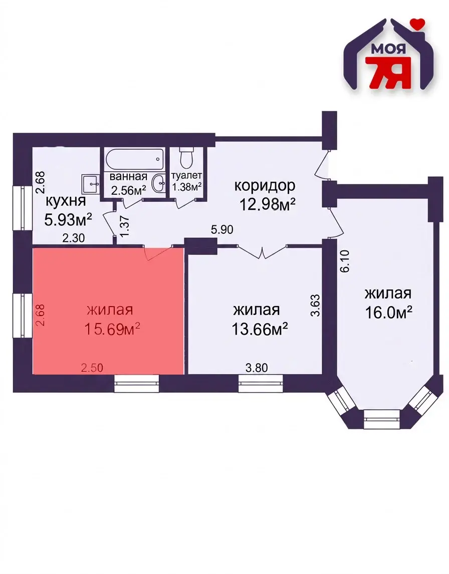 Купить комнату в Минске, ул. Жилуновича, д. 24, цена 78000 BYN, код 7697 - фото 23