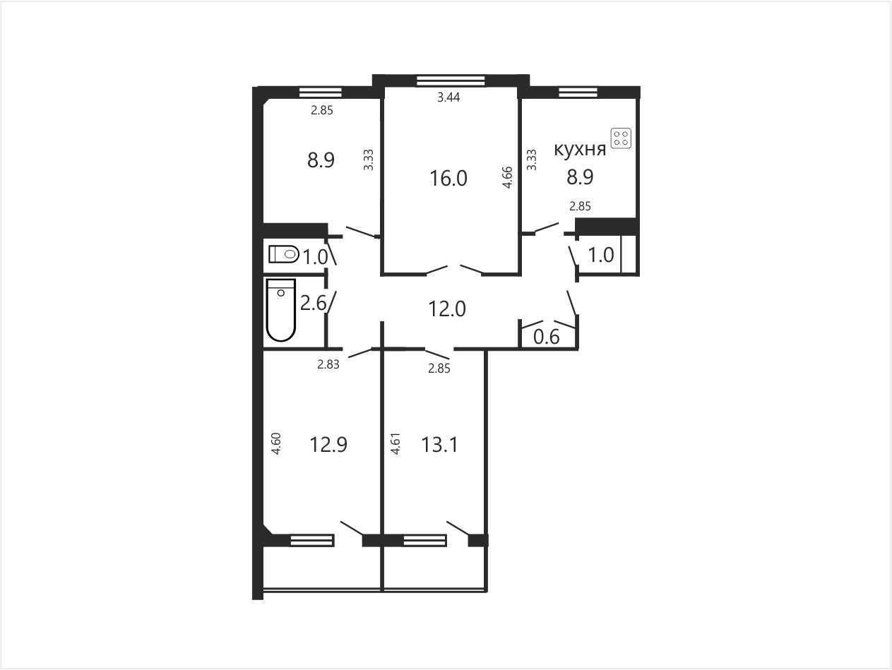 квартира, Минск, ул. Якубова, д. 48/3, стоимость продажи 289 060 р.