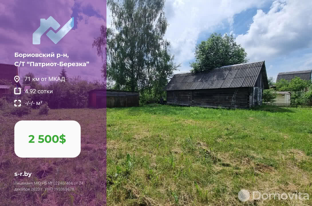 Купить земельный участок, 4.92 соток, Патриот-Березка, Минская область, 2500USD, код 568133 - фото 1