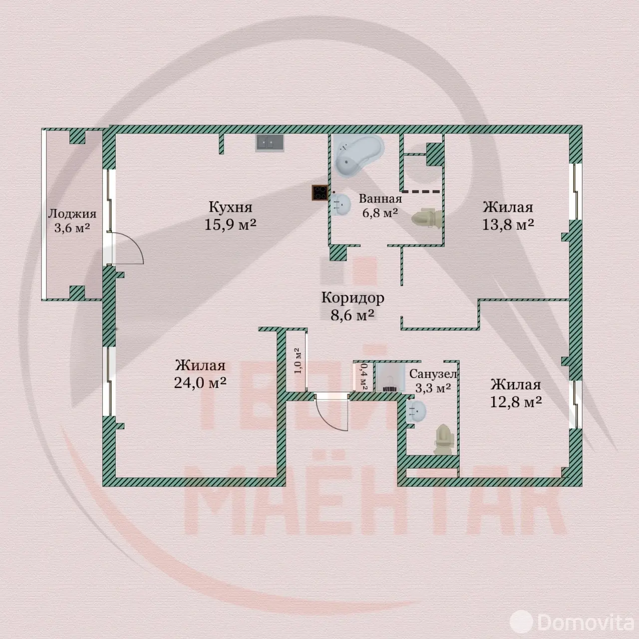 Снять 3-комнатную квартиру в Минске, ул. Гамарника, д. 2, 850USD, код 147328 - фото 26