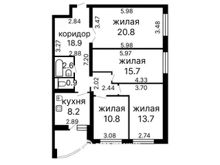4-комнатная квартира, Минск, ул. Чкалова, д. 18/3