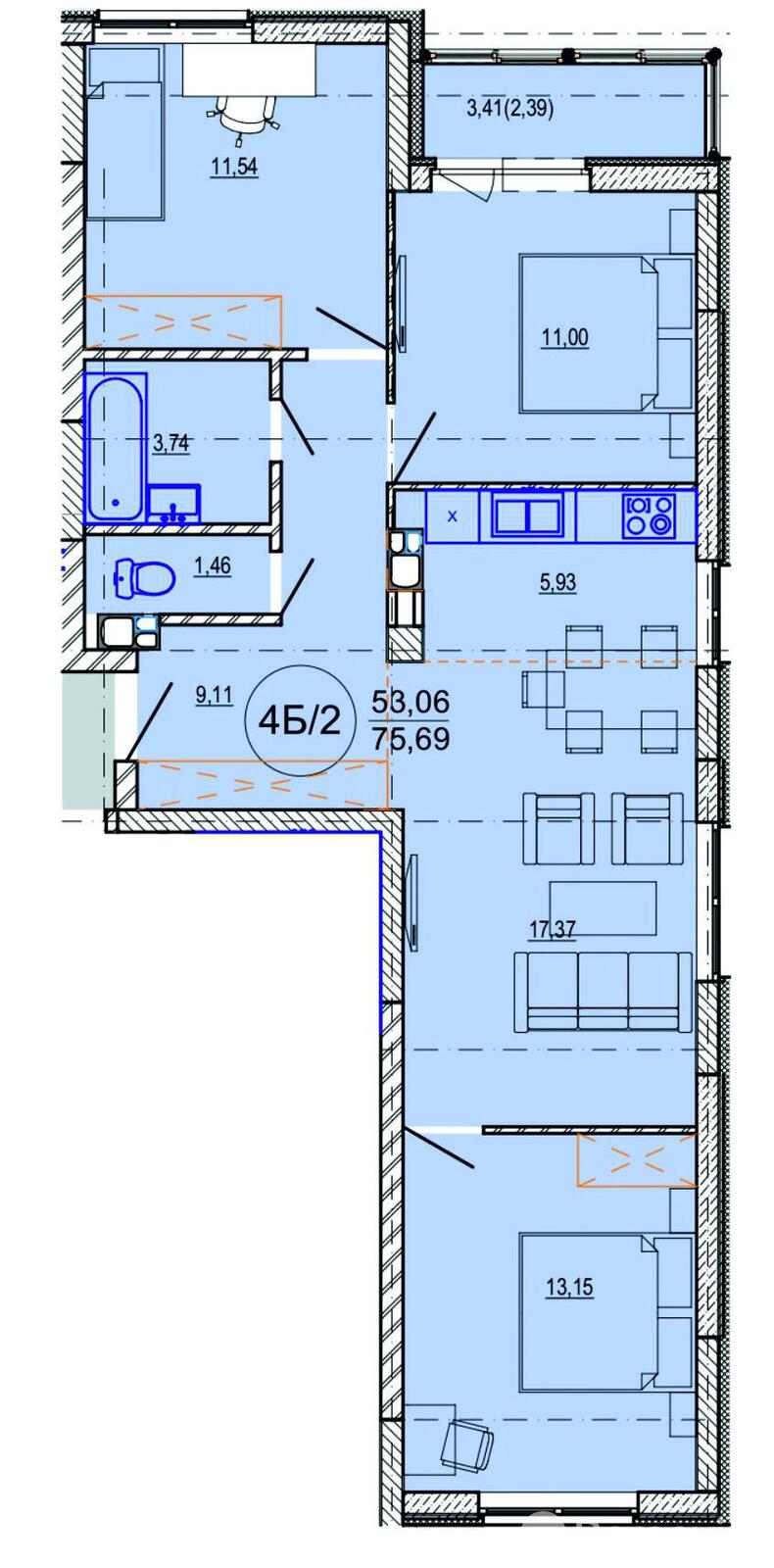 Продажа 4-комнатной квартиры в Минске, ул. Кузьмы Минина, д. 5, 98462 USD, код: 1117423 - фото 4