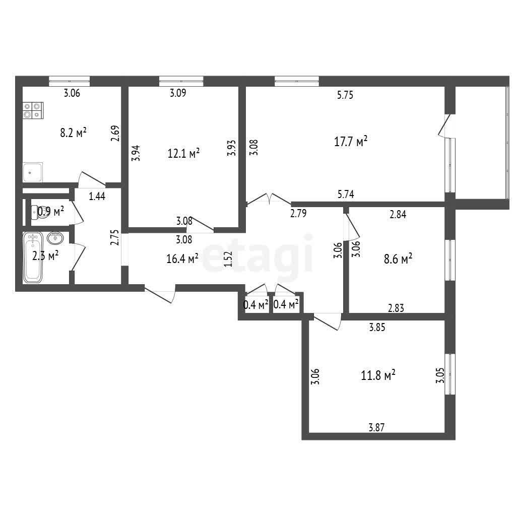 квартира, Минск, ул. Илимская, д. 29, стоимость продажи 295 861 р.