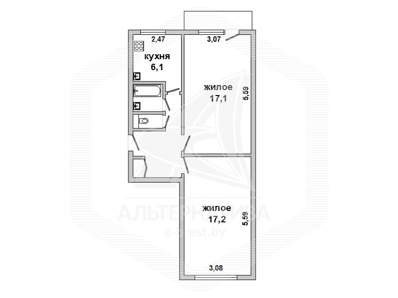 квартира, Брест, ул. Брестских дивизий, стоимость продажи 165 605 р.