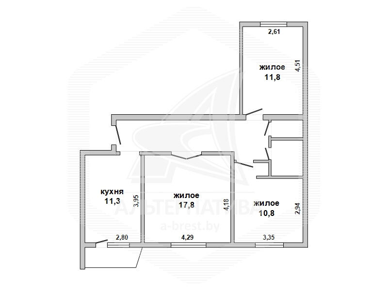 Купить 3-комнатную квартиру в Бресте, ул. Скрипникова, 42000 USD, код: 998416 - фото 3