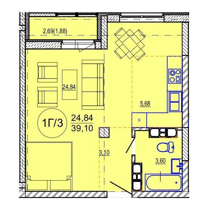 Купить 1-комнатную квартиру в Минске, ул. Кузьмы Минина, д. 6, 56695 USD, код: 1030836 - фото 5