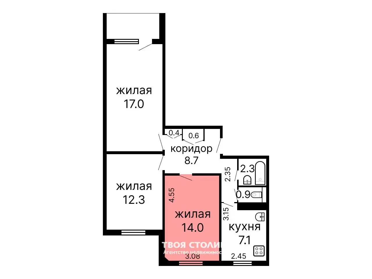 Стоимость продажи комнаты, Минск, ул. Селицкого, д. 93