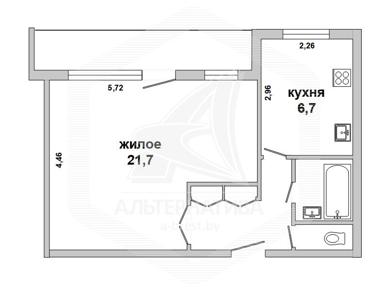 Продажа 1-комнатной квартиры в Оберовщиной, , 13500 USD, код: 1069814 - фото 1