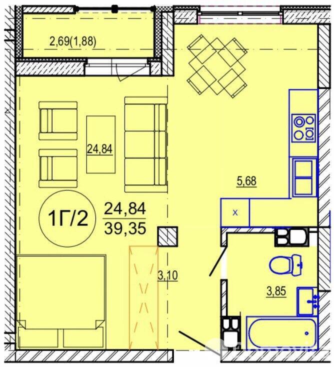 Купить 1-комнатную квартиру в Минске, ул. Кузьмы Минина, д. 6, 58935 USD, код: 1067487 - фото 2