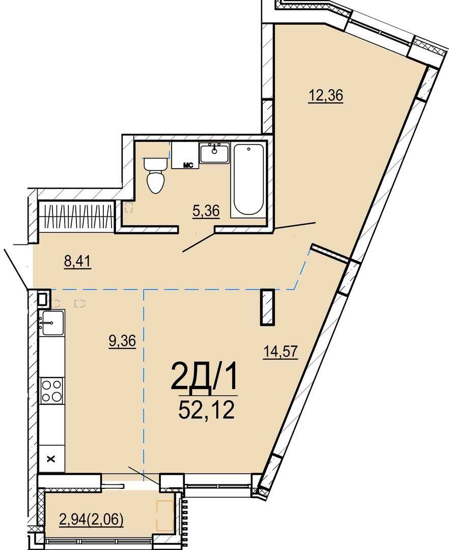 Купить 2-комнатную квартиру в Минске, ул. Нововиленская, д. 61, 104240 USD, код: 1023971 - фото 1