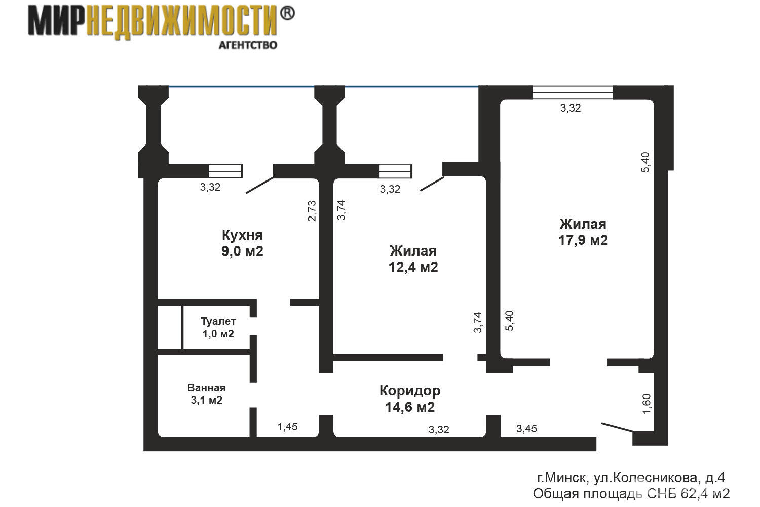 Купить 2-комнатную квартиру в Минске, ул. Колесникова, д. 4, 73900 USD, код: 979028 - фото 2