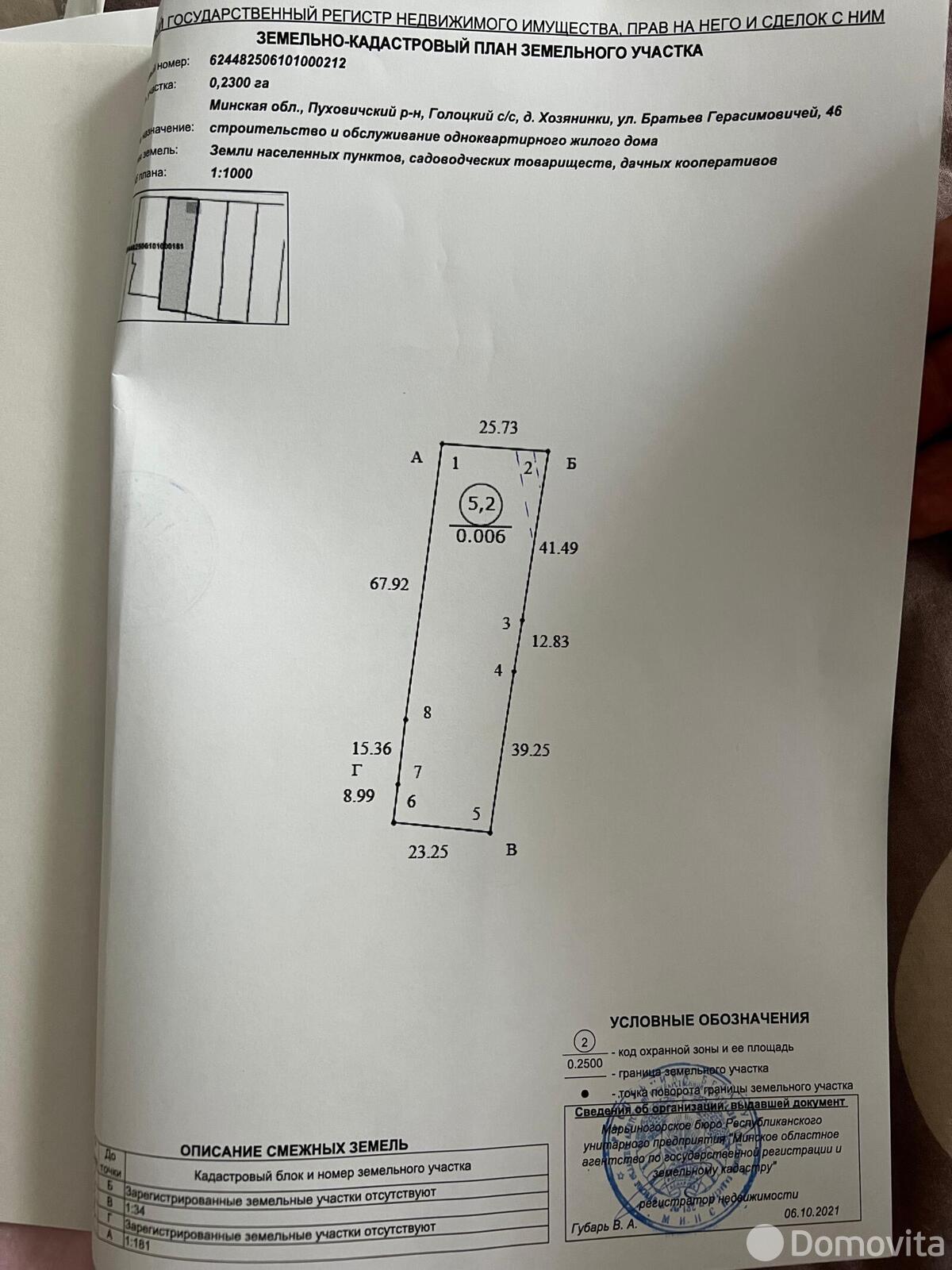 участок, Хозянинки, ул. Братьев Герасимовичей, д. 46, стоимость продажи 50 670 р.