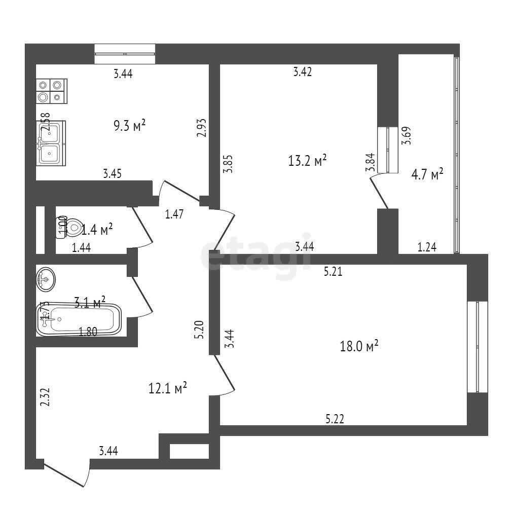 квартира, Минск, ул. Карвата, д. 10/А, стоимость продажи 286 812 р.