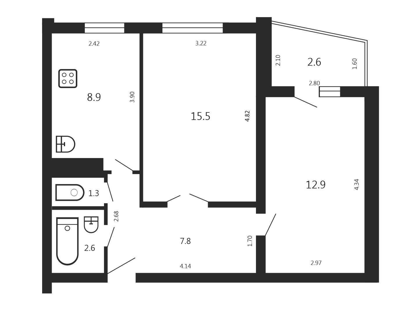 Продажа 2-комнатной квартиры в Фаниполе, ул. Комсомольская, д. 42, 48500 USD, код: 985095 - фото 2