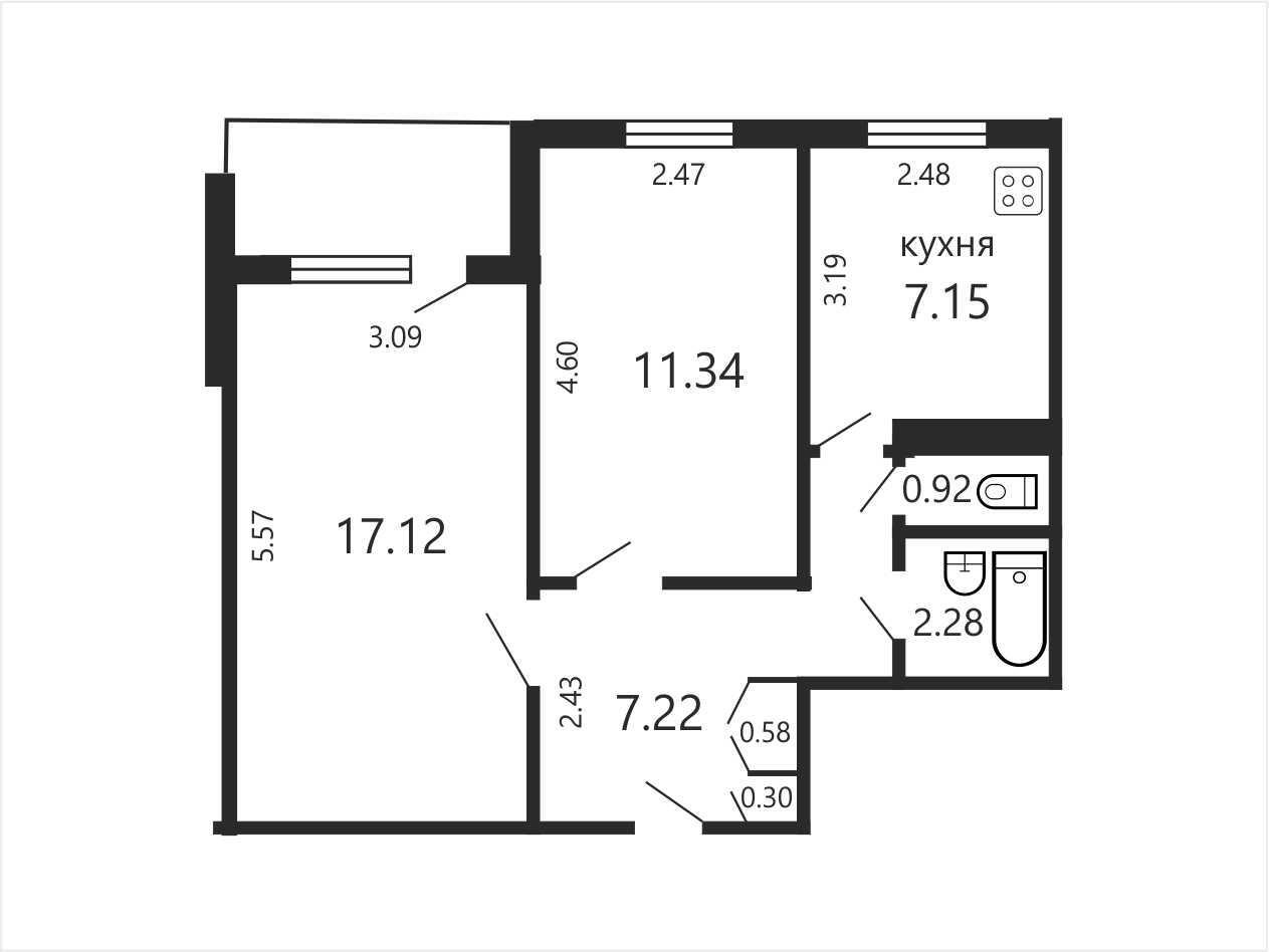 Продажа 2-комнатной квартиры в Минске, пр-т Победителей, д. 77, 77000 USD, код: 1045250 - фото 2