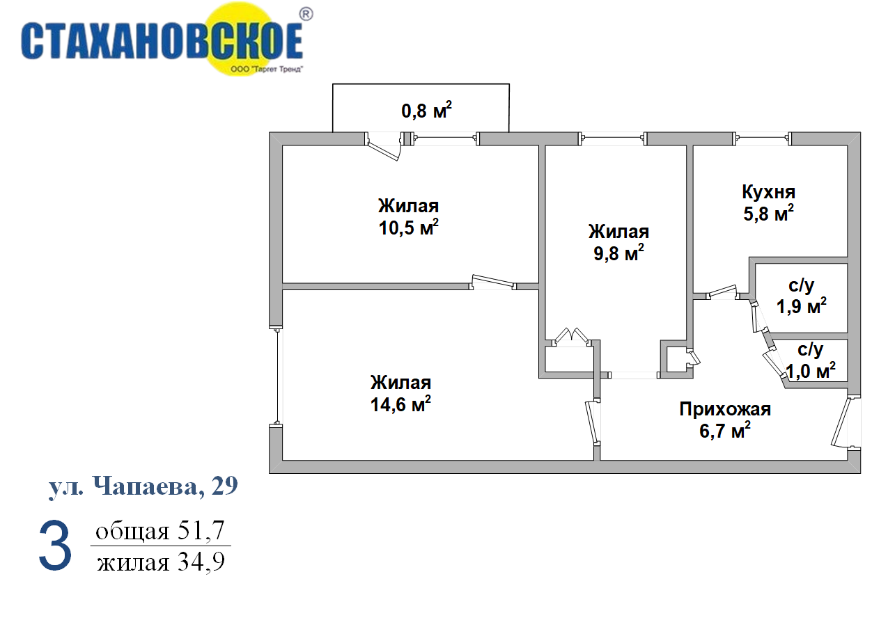 Цена продажи квартиры, Борисов, ул. Чапаева, д. 29