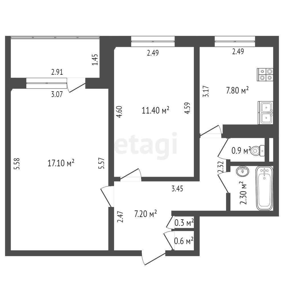 Купить 2-комнатную квартиру в Минске, ул. Сергея Есенина, д. 39, 66000 USD, код: 1021189 - фото 2