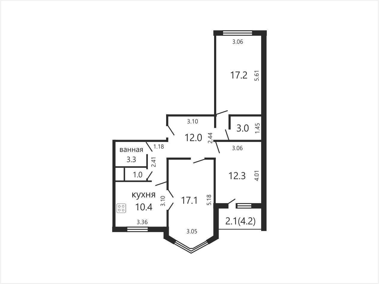 квартира, Минск, ул. Плеханова, д. 46, стоимость продажи 441 362 р.