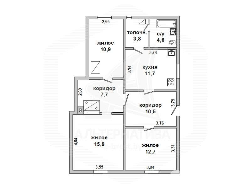 Продажа 3-комнатной квартиры в Бресте, ул. Лейтенанта Рябцева, 59900 USD, код: 690255 - фото 6