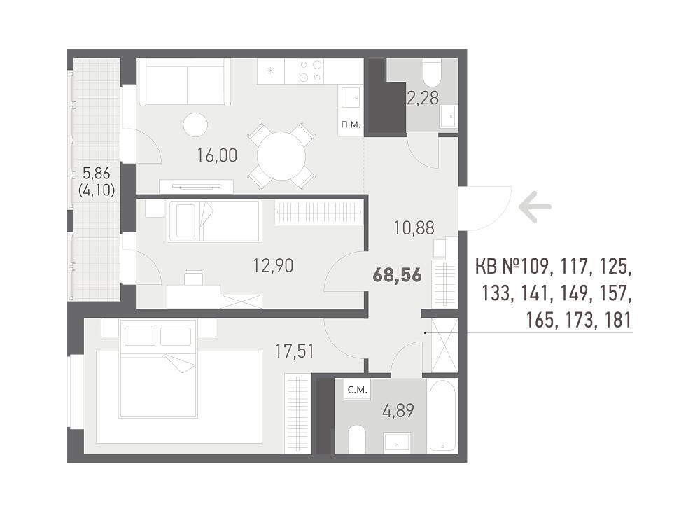 Купить 3-комнатную квартиру в Копище, ул. Николая Камова, д. 7/36, 98668 USD, код: 1001590 - фото 2