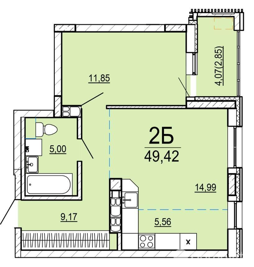 Купить 2-комнатную квартиру в Минске, ул. Нововиленская, д. 63, 85991 USD, код: 1082073 - фото 2