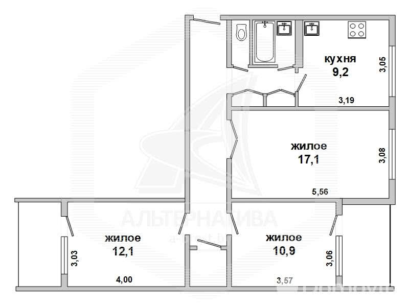 Купить 3-комнатную квартиру в Бресте, ул. Луцкая, 59500 USD, код: 1033718 - фото 3