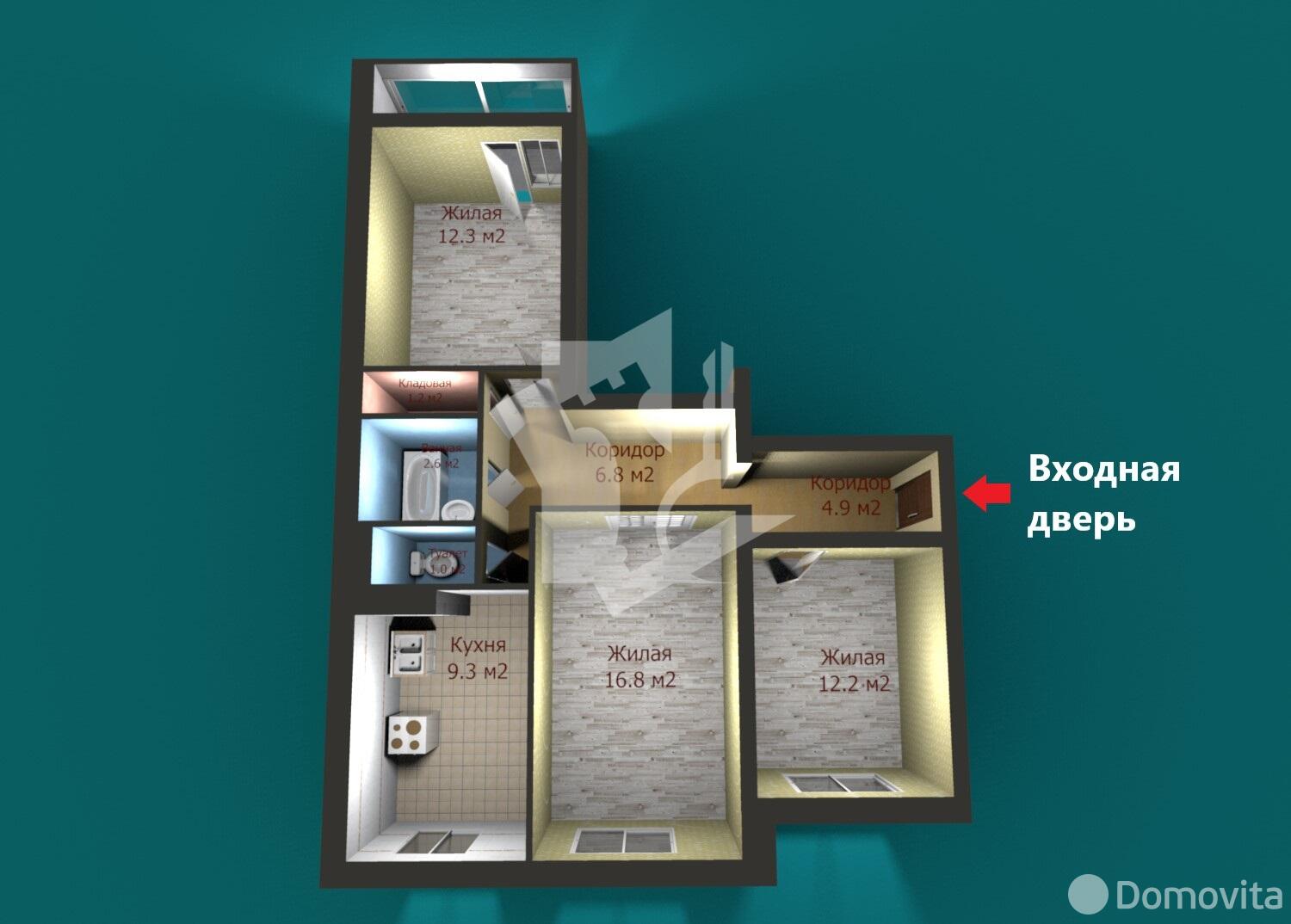 Продажа 3-комнатной квартиры в Воложине, ул. Гагарина, д. 10, 35000 USD, код: 846470 - фото 3