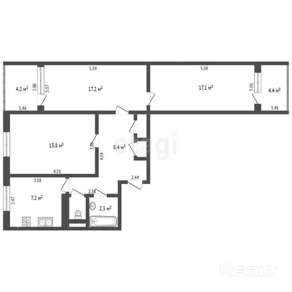 Цена продажи комнаты, Минск, пр-т Рокоссовского, д. 125