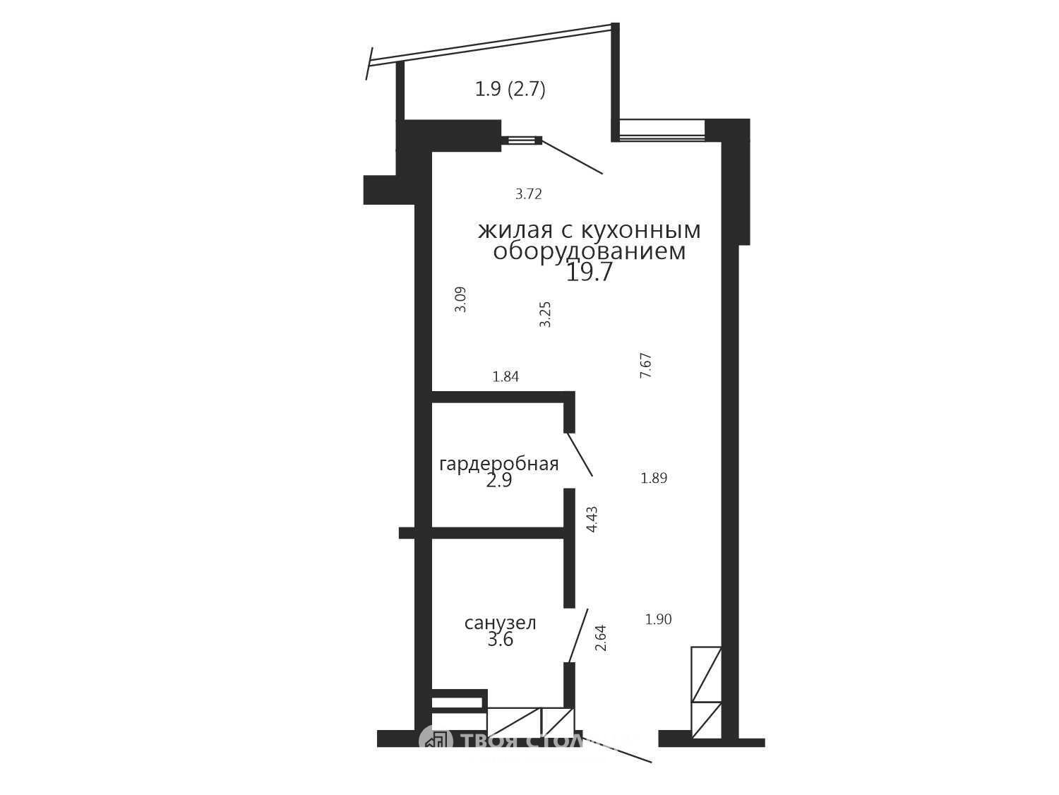 Продажа 1-комнатной квартиры в Минске, ул. Лейтенанта Кижеватова, д. 3/Г, 74900 USD, код: 947581 - фото 2