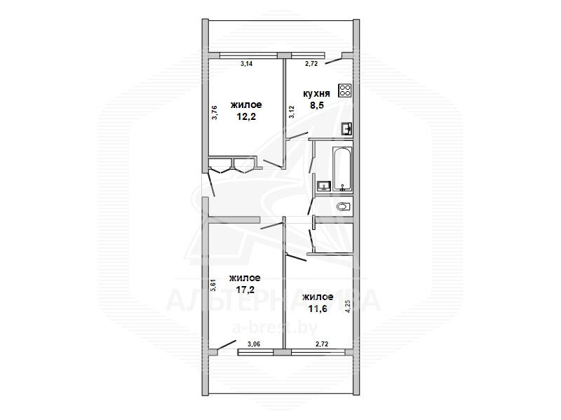 Купить 3-комнатную квартиру в Бресте, ул. Дворникова, 43000 USD, код: 1082338 - фото 1