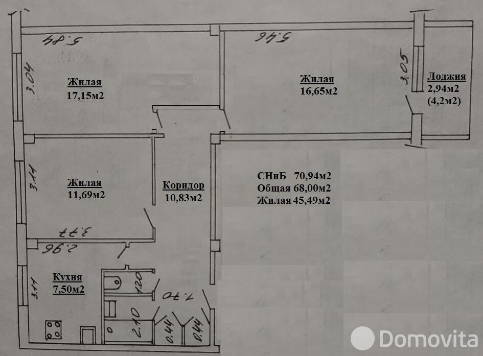 Купить 3-комнатную квартиру в Минске, ул. Притыцкого, д. 32, 87000 USD, код: 1104037 - фото 3