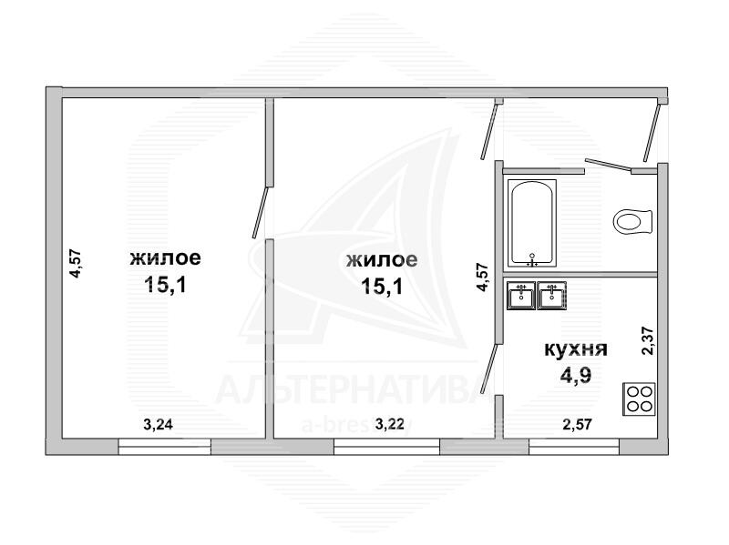 Продажа 2-комнатной квартиры в Бресте, ул. Героев обороны Брестской крепости, 38000 USD, код: 1068277 - фото 1