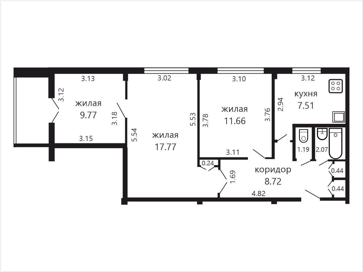 Купить 3-комнатную квартиру в Минске, ул. Петра Глебки, д. 12, 74400 USD, код: 1053673 - фото 2