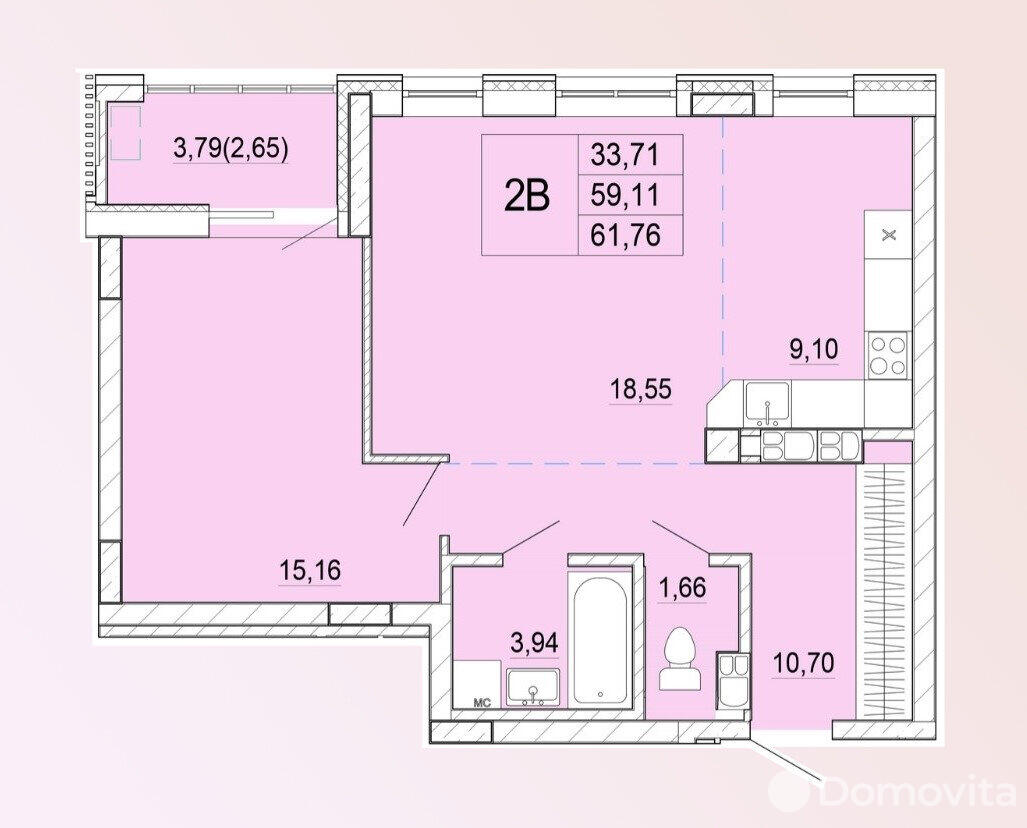 Купить 2-комнатную квартиру в Минске, ул. Нововиленская, д. 53, 94493 USD, код: 968518 - фото 4