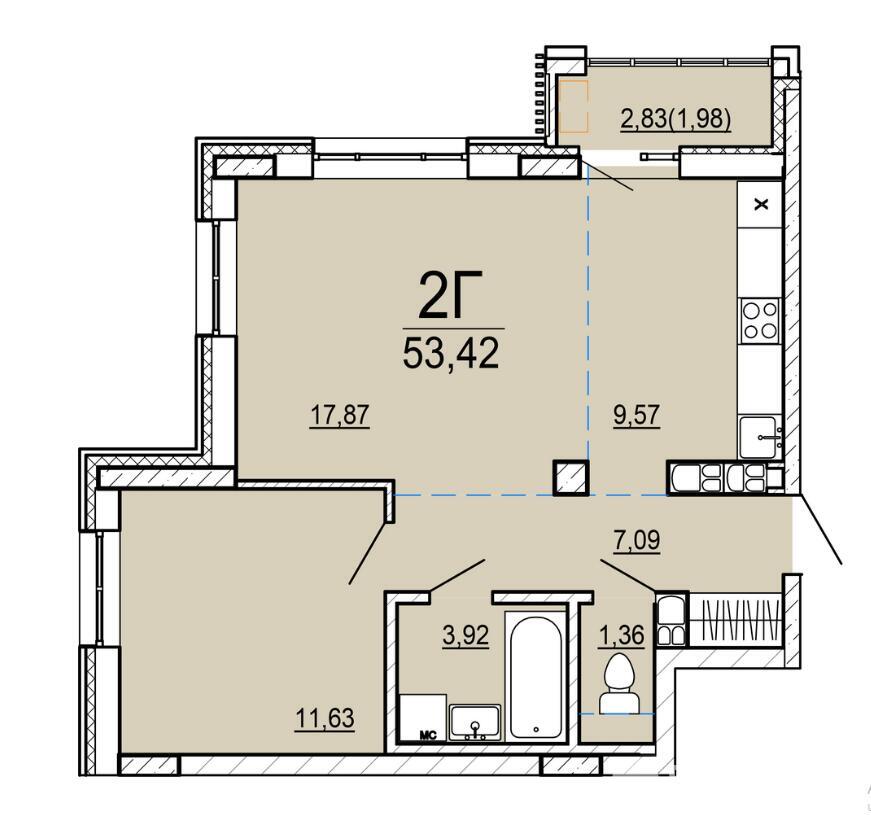 Продажа 2-комнатной квартиры в Минске, ул. Нововиленская, д. 9/1, 92950 USD, код: 1082867 - фото 1