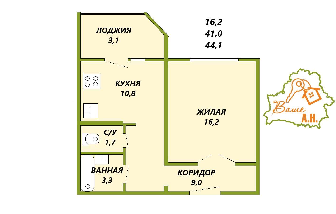 Купить 1-комнатную квартиру в Гомеле, ул. Григория Денисенко, д. 66, 39000 USD, код: 997664 - фото 1